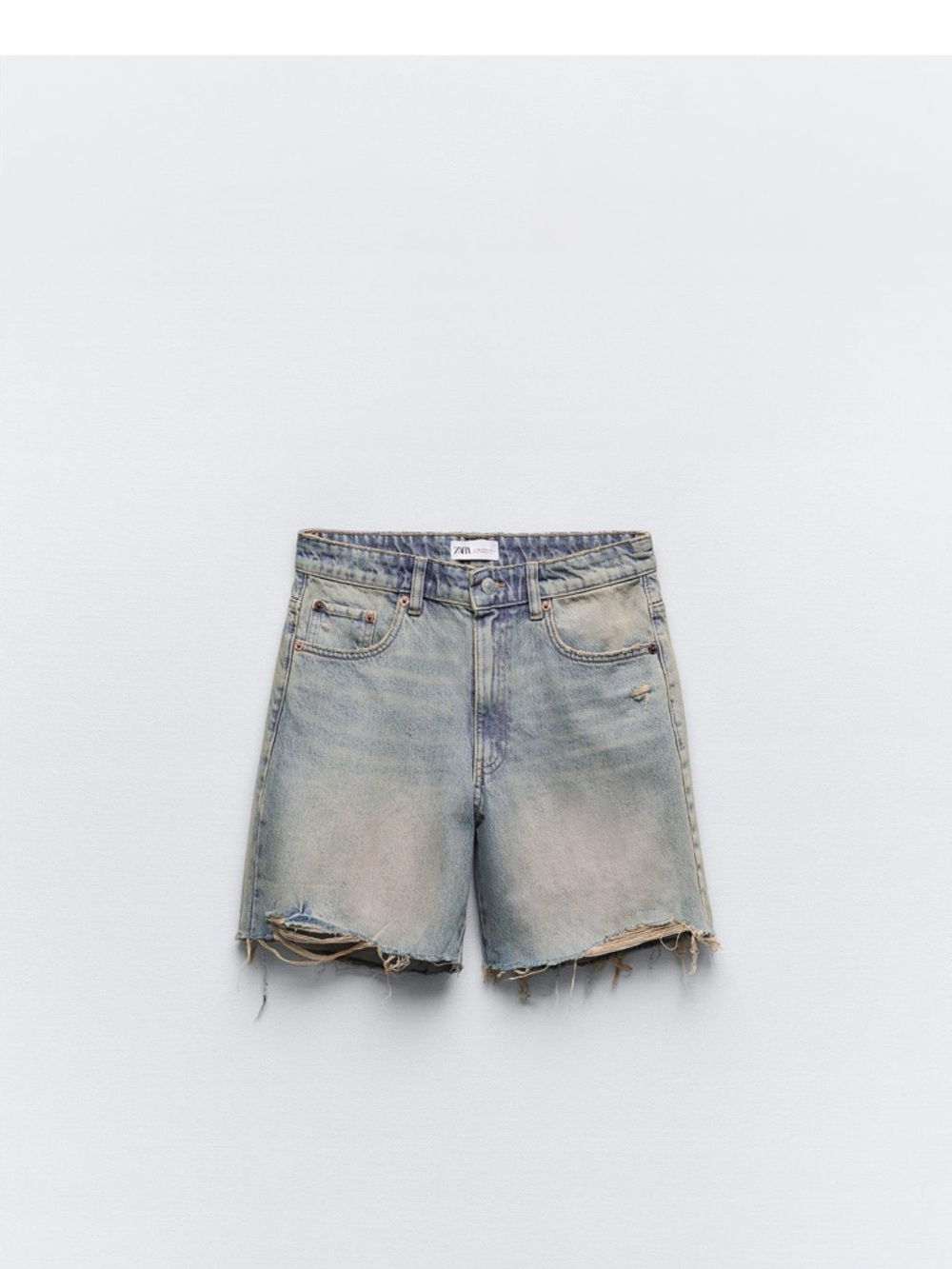 Zara Distressed Light Blue Denim Jean Shorts